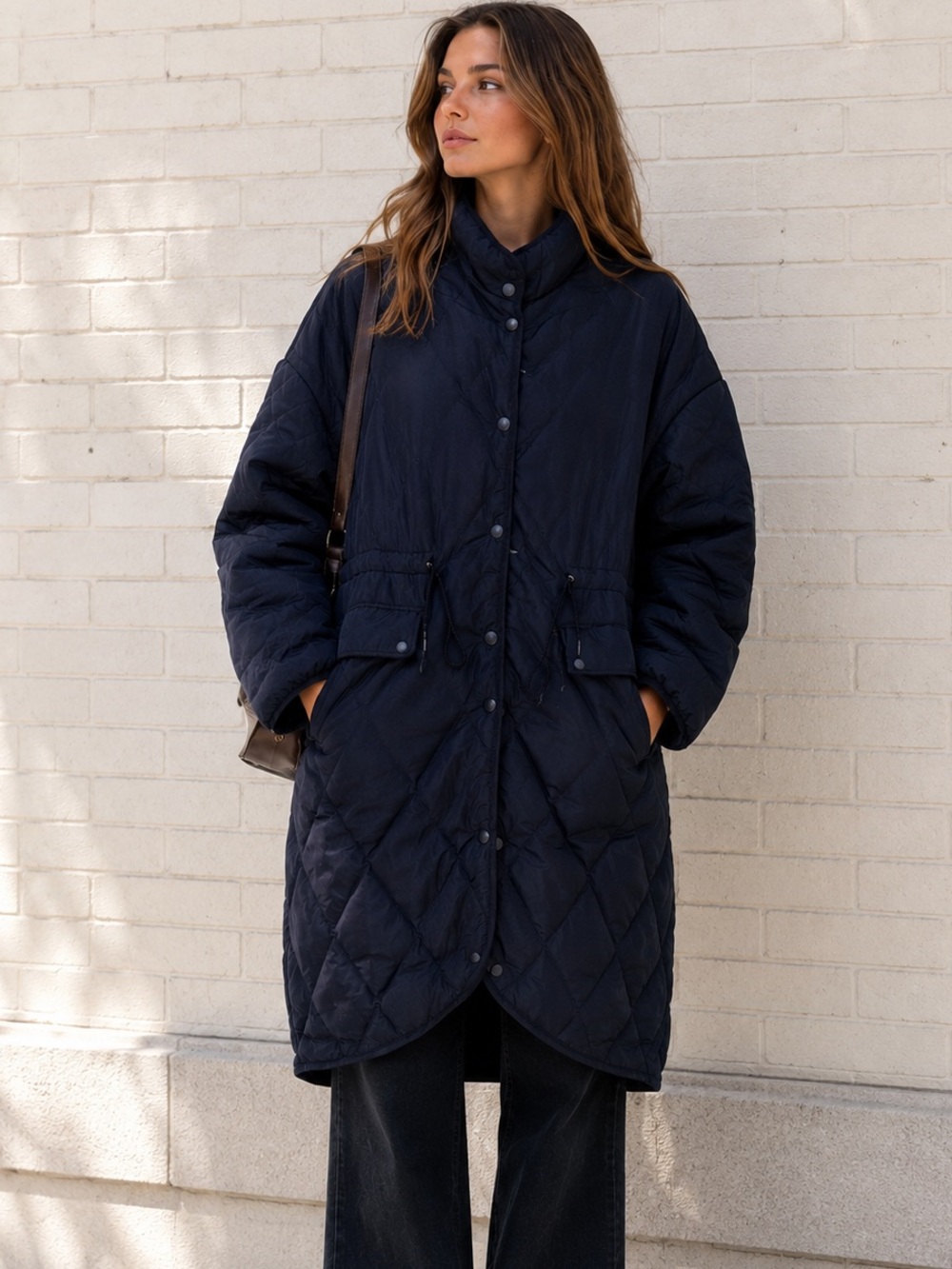Navy Quilted Longline Barn Jacket Utility NWT Size M | Cruel Intentions Wardrobe